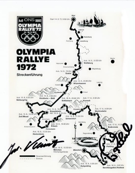 Streckenkarte der Olympia Rallye 1972